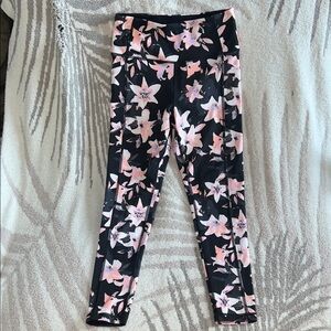 Victoria's Secret Black and Pink Floral Leggings